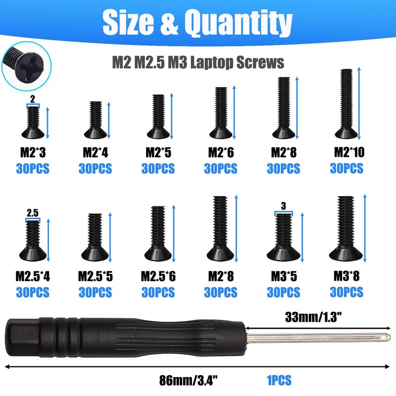 Bemaka 360Pcs Laptop Screws Notebook Computer Tiny Screw Kit 12 Sizes M2 M2.5 M3 Laptop Replacement Computer Screws for Motherboard SSD PC Fan Hard Drive - Image 2
